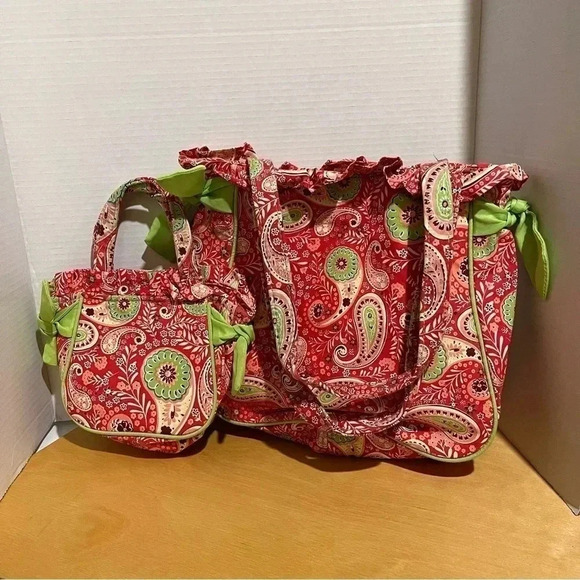 Mommy and Me Purse + Mini Bag Set Paisley Ruffles - Picture 1 of 9